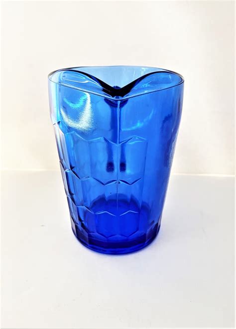 Vintage Shirley Temple Pitcher Cobalt Blue Glass Circa 1930s Etsy