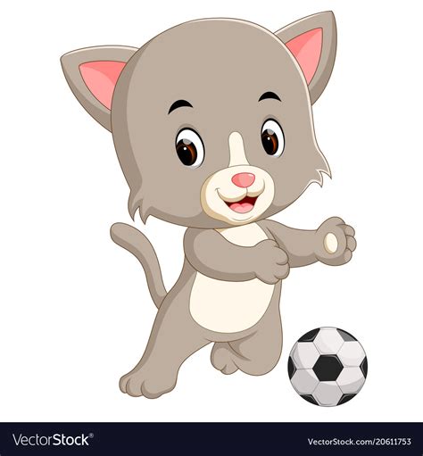 Cat playing soccer Royalty Free Vector Image - VectorStock