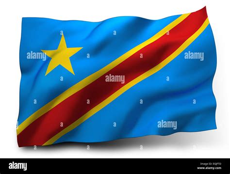 Waving Flag Of The Democratic Republic Of The Congo Isolated On White