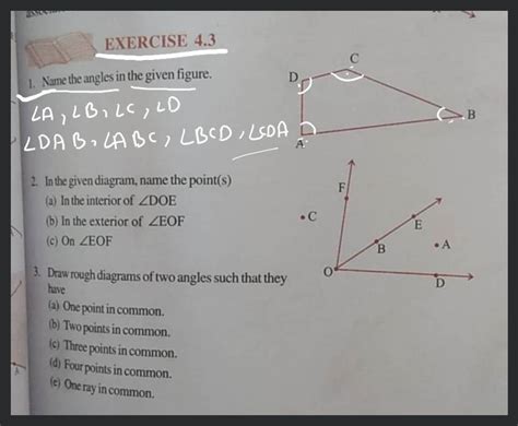 Draw Rough Diagrams Of Two Angles Such That They Have A One Point In Co