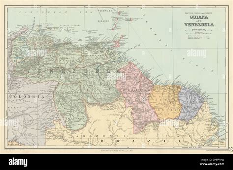 Venezuela. British, Dutch & French Guiana. Guyana. Suriname. STANFORD 1904 map Stock Photo - Alamy