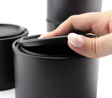 Pint Size Black Plastic Paint Cans 4 Pack ½ Liter All Plastic Cans