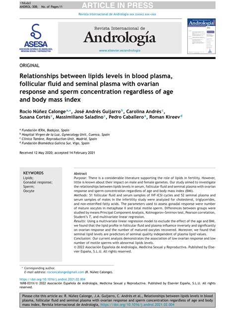 PDF Relationships Between Lipids Levels In Blood Plasma Follicular