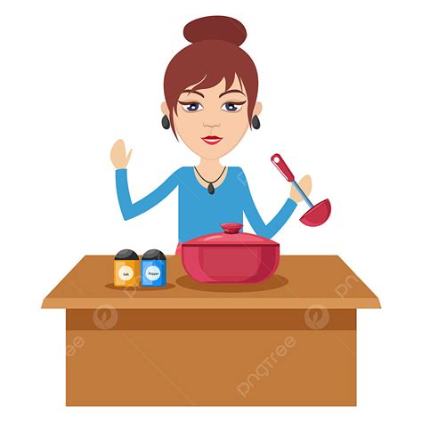 Cook Woman Chef Vector PNG Images Woman Cooking Illustration Vector On