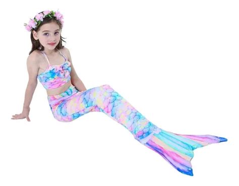 Sirena Cola Y Bikini Ni As Traje De Ba O Set Env O Gratis Cuotas Sin Inter S