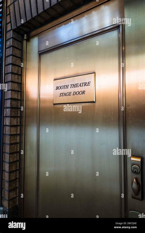 The brass sign on the Booth Theatre stage door, Times Square, New York ...