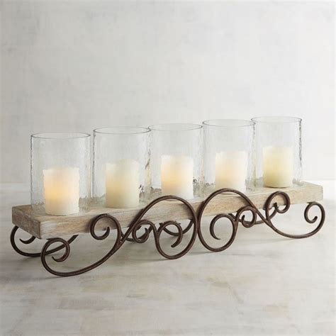 Pier 1 Imports Metal Scroll Centerpiece Pillar Candle Holder Candles