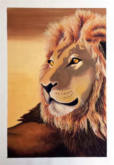 Lion By Ariel Meng Gouache On Paper Animal Illustration Lion Lions