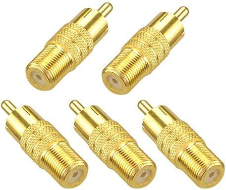 VCE 5 Pack F Type Female To RCA Male Coaxial Cable Audio Adapter