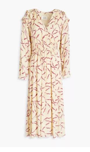 Ba Sh Candice Wrap Effect Printed Crepe De Chine Midi Dress