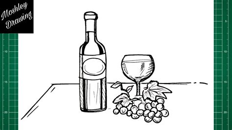 How To Draw Wine Bottle And Glass Youtube