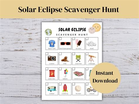 Solar Eclipse Scavenger Hunt Solar Eclipse Party Game Solar Eclipse