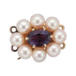 9CTY 2 ROW CULTURED PEARL AMETHYST CLASP Samuel Jones Pearls