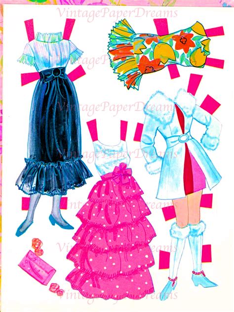 Vintage Paper Doll Printable Pdf Mod Barbie Paper Doll 60s 1960s Paper Doll Clothes Digital