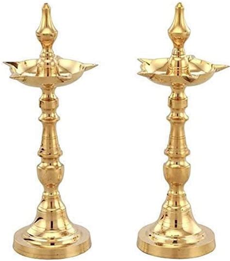 Brass Diya Tall Kerala Diya Dhoop Kapoor Diya Dani Oil Lamp For Aarti