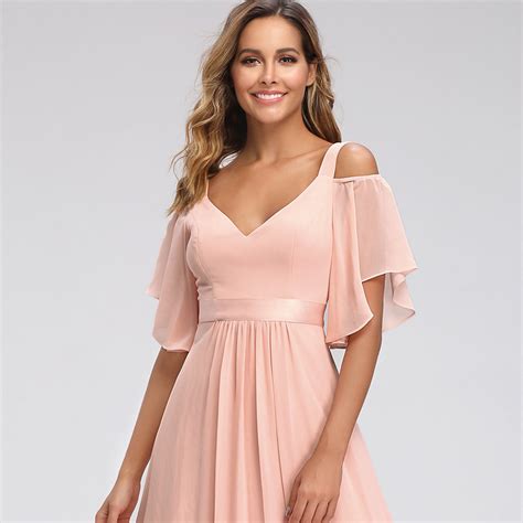 Ever Pretty Cold Shoulder Chiffon Plus Size Bridesmaid Dress A Line