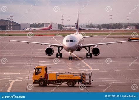 Moscow Russia Airbus A Jet Plane Of Russian Flag