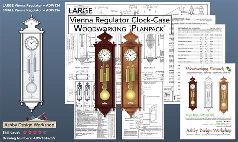 Large Vienna Regulator Clock Case Plans Adw134