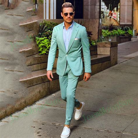 Mint Green Mens Suits 2022 One Button Notched Lapel Wedding Suits For