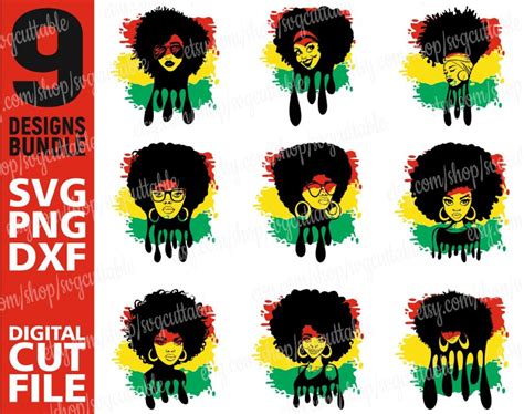 9x Black History Svg Bundle Black Woman Svg Dripping Svg Etsy