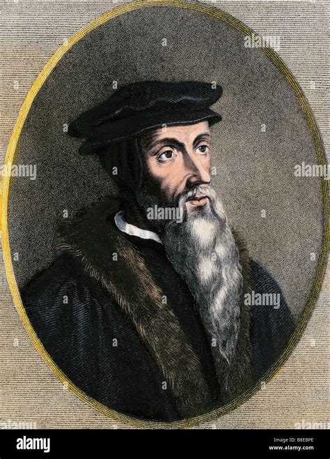 John Calvin portrait. Hand-colored engraving Stock Photo: 22444198 - Alamy