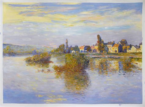 Banks Of The Seine Lavacourt Painting Cityscape Art Claude Monet