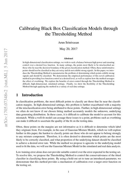 Calibrating Black Box Classification Models Through The Thresholding Method Deepai