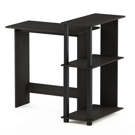 compact corner computer student desk black book shelves storage dorm