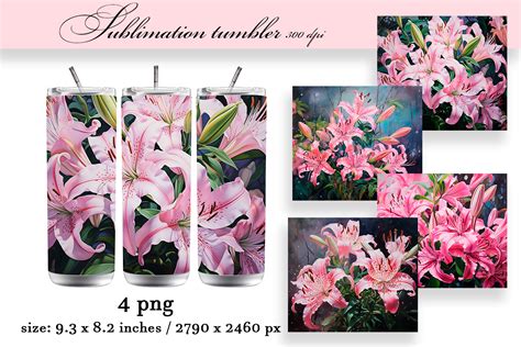 Lily Tumbler Sublimation Designs Graphic By Elenazlataart · Creative