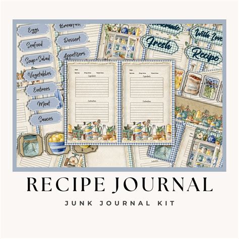 Junk Journal Recipe Journal Junk Journal Pages Embellishments Junk Journal Kit Scrapbook