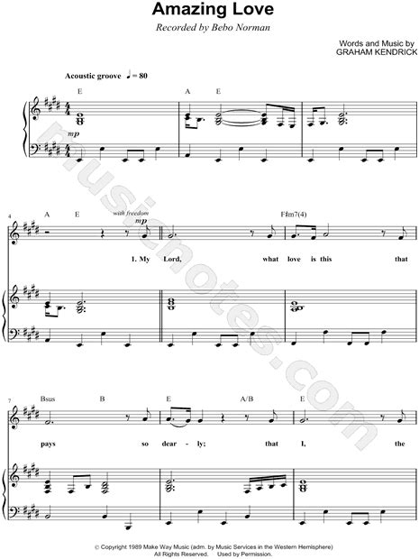 Bebo Norman Amazing Love Sheet Music In E Major Download And Print Sku Mn0071226