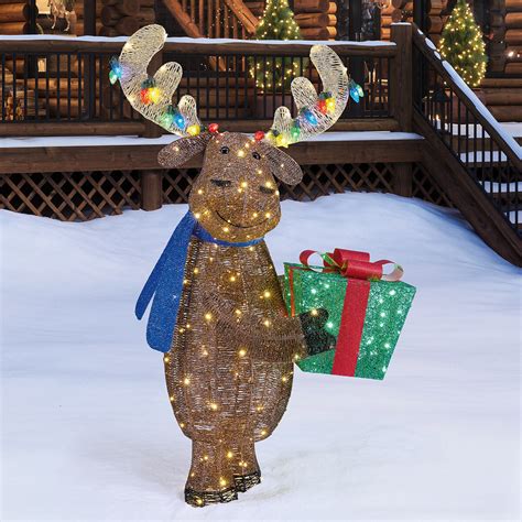 60 Inch 15m Glitter String Christmas Moose With 200 Le