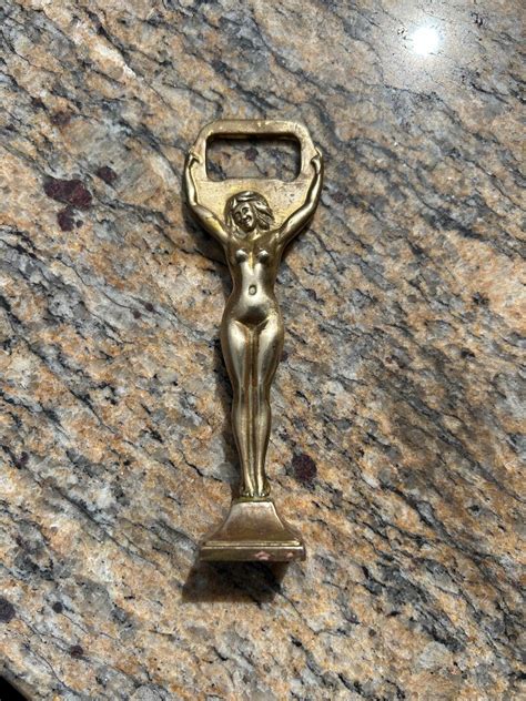 Vintage Brass Nude Lady Bottle Opener Vintage Novelty Naked Lady Brass Bottle Opener Stands Up