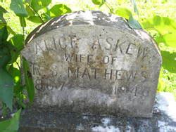 Alice Askew Mathews M Morial Find A Grave