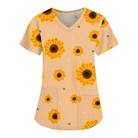 Ydkzymd Scrubs For Women Top And Down Sunflower Plus Size Petite Scrubs