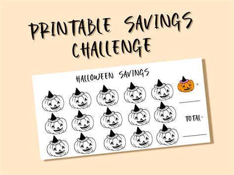 Jack O Lantern Pumpkin Halloween Savings Challenge Tracker Printable