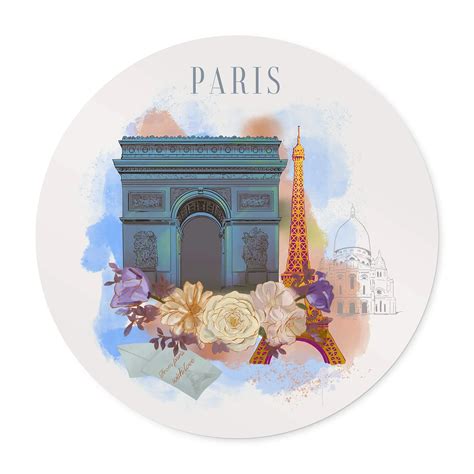 Rundes Poster Love your City - Paris - Stadt der Liebe | wall-art.de