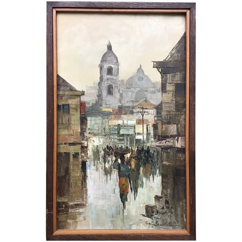 Cesar Buenaventura Filipino Listed Artist City Street Scene Landscape