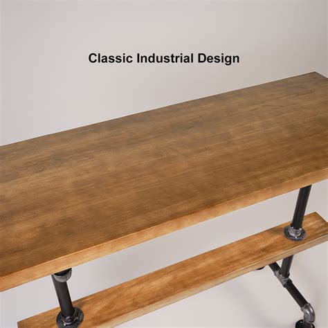 71" Industrial Rectangular Bar Height Table Natural Industrial Wood Pub ...