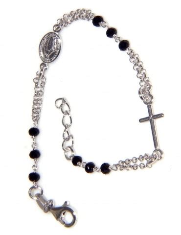 NALBORI Rosario Bracciale Argento 925 Madonna Miracolosa Croce E