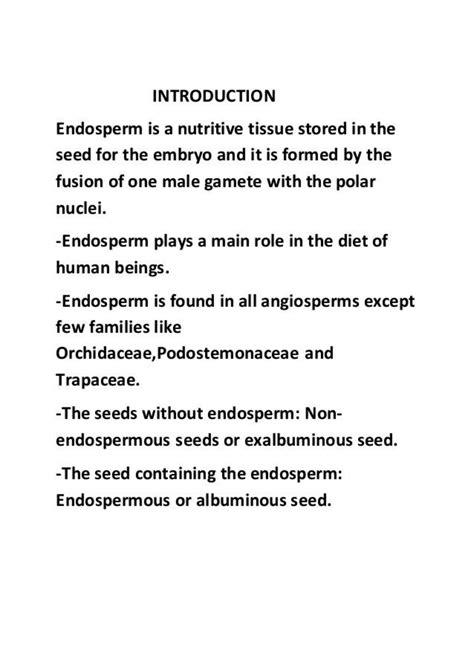 SOLUTION: Types of endosperm - Studypool