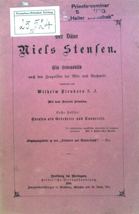 Der D Ne Niels Stensen Ein Lebensbild Nach Den Zeugnissen Der Mit Und