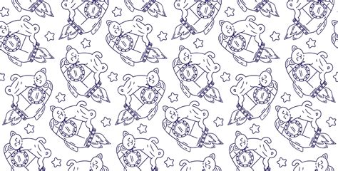 Premium Vector | Cat in space seamless pattern on a white background ...