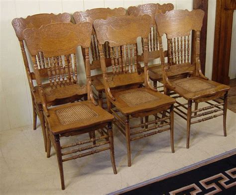 Set Of 6 Oak Press Back Spindle Back Chairs Doug Schmitt Antiques