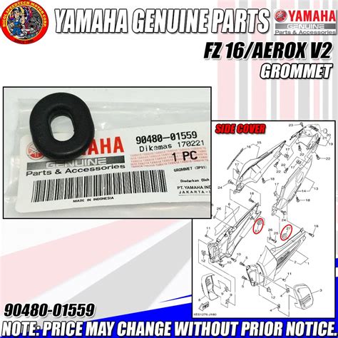 FZ 16 AEROX V2 GROMMET YGP GENUINE 90480 01559 Shopee Philippines