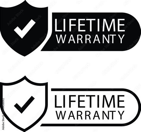 Flat Banner Label Lifetime Warranty Icons Set Lifetime Warranty Mark