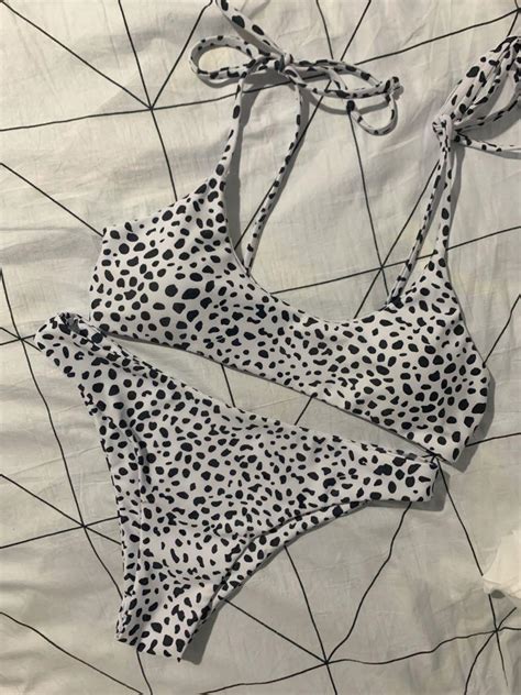 SHEIN Dalmatian Tie Shoulder Bikini Swimsuit Women S Fashion Swimwear