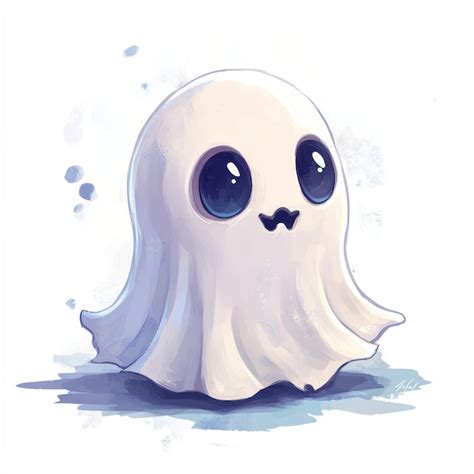 A drawing of a ghost with eyes and a white background | Premium AI ...