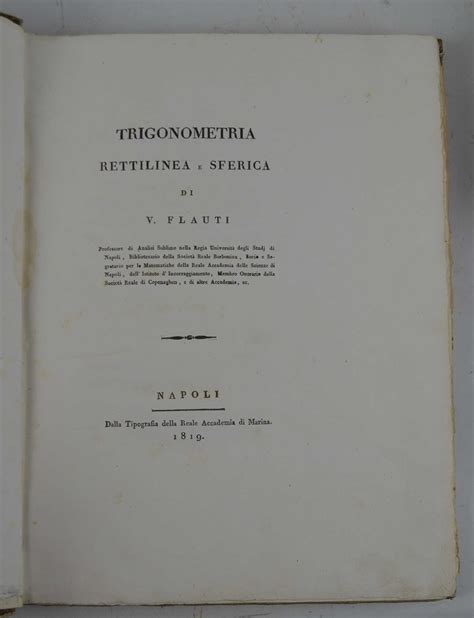 Trigonometria Rettilinea E Sferica By Flauti Vincenzo