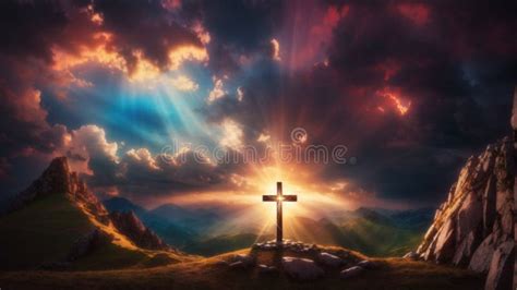 Jesus Christ Cross Easter Resurrection Concept Christian Cross On A